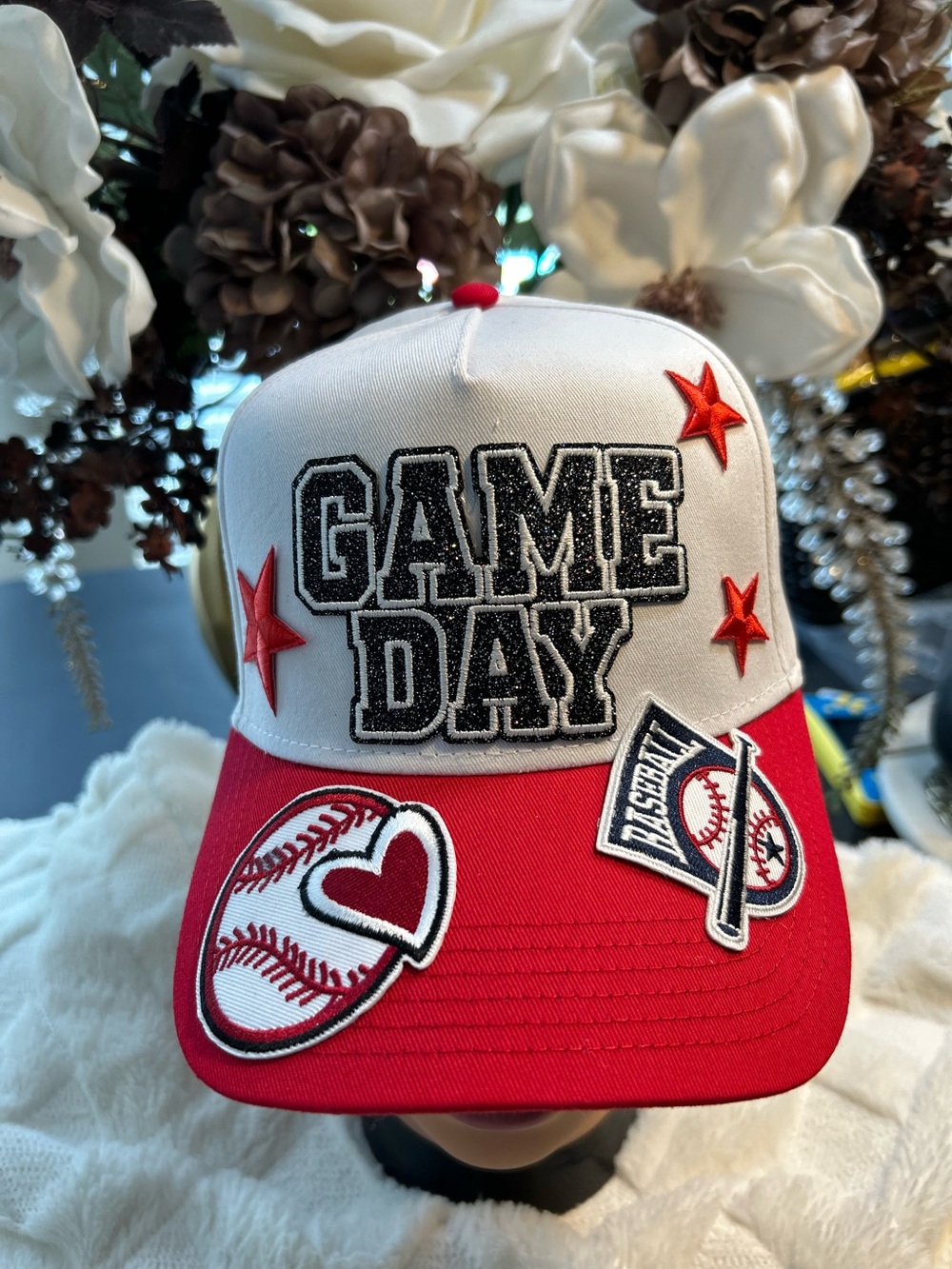 GAME DAY Red & White Baseball Cap - Unbranded